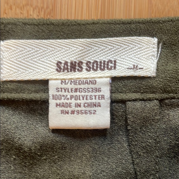 Sans Souci Green Suede A-Line Knee-Length Skirt for Work - Picture 2 of 2